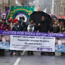 A protest march in Glasgow over the death of Sheku Bayoh after he was restrained on the ground by police officers in Kirkcaldy in 2015 (Picture: Andrew Milligan)