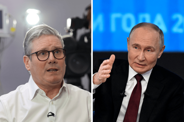 Prime Minister Sir Keir Starmer and Russian president Vladimir Putin