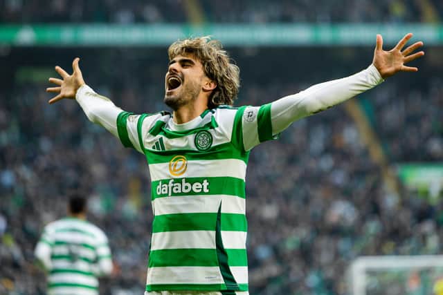 Celtic manager Brendan Rodgers faces a big decision over whether to start Jota (pictured) or Adam Idah against Bayern Munich.  (Photo by Craig Foy / SNS Group)