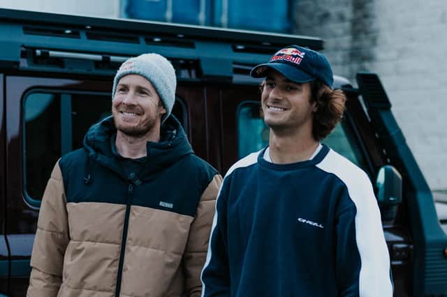Tow-in partners Andrew Cotton and Ben Larg finished third in the team event at Nazaré