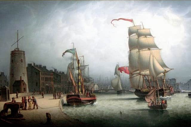 Around 200 Scots left Leith Dock in 1825 (pictured here) bound for Buenos Aires to set up a new agricultural community on the city's outskirts. Painting by Robert Salmon. PIC: CC.