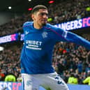 Rangers defender Leon Balogun celebrates his goal against Aberdeen earlier in the campaign.