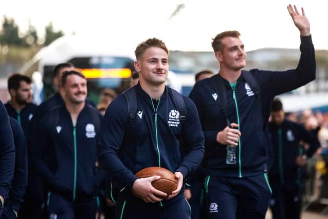 Freddy Douglas arrives at Murrayfield for his Scotland debut.