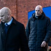 Rangers CEO Patrick Stewart (front) has reiterated his backing to manager Philippe Clement in the wake of the Scottish Cup defeat to Queen's Park.  (Photo by Alan Harvey / SNS Group)