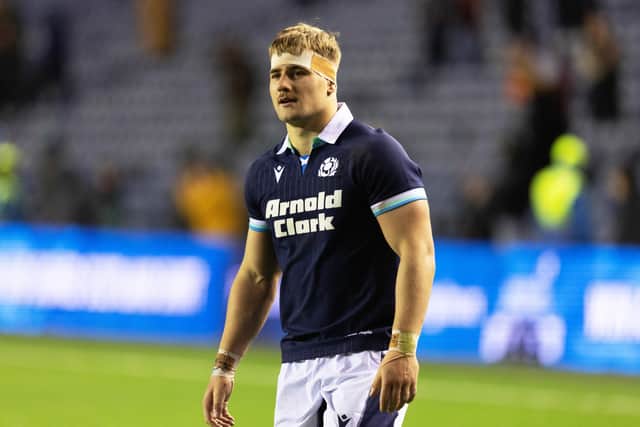 Freddy Douglas made his full Scotland debut against Portugal in November.