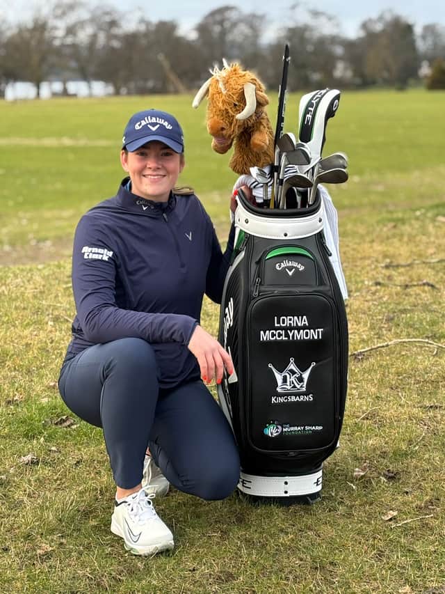 Lorna McClymont shows off her new bag after securing some great backing at the start of her professional career