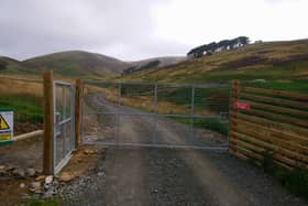 Entrance to Stobo Hope site where planting was taking place but has since been paused due to ongoing court proceedings 