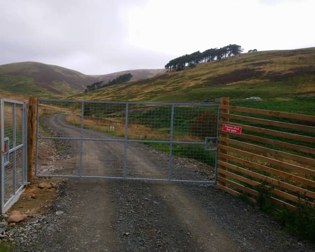 Entrance to Stobo Hope site where planting was taking place but has since been paused due to ongoing court proceedings 