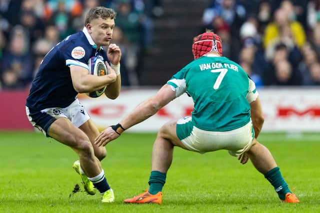 Darcy Graham in action against Ireland. He had to come off later in the first half.