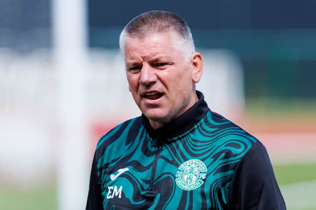 Hibs assistant manager Eddie May is in a stable condition in hospital after being injured in a car crash. (Photo by Mark Scates / SNS Group)