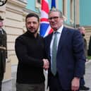 Prime Minister Sir Keir Starmer and Ukrainian President Volodymyr Zelensky arrive for their bilateral talks in Kyiv in January. Picture: Carl Court/PA Wire