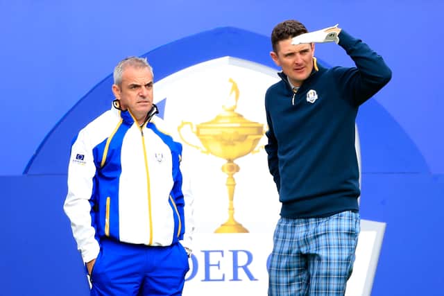 Paul McGinley and Justin Rose pictured during the 2014 Ryder Cup at Gleneagles 