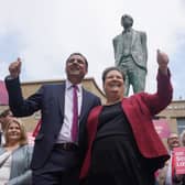 Anas Sarwar and deputy Scottish Labour leader Jackie Baillie, standing beside Donald Dewar's statue in Glasgow, should reminder people that Labour is the party of devolution (Picture: Andrew Milligan)