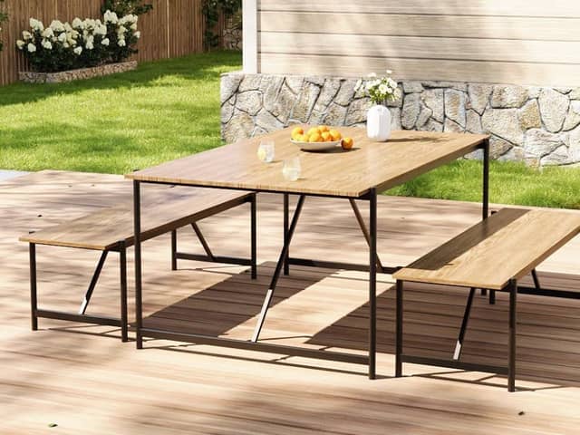 The bench is designed to seat at least four people