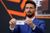 Rangers are drawn out of the hat in the Europa League last 16 draw by former Spain international Aritz Aduriz at the House of European Football in Nyon, on February 21, 2025. (Photo by VALENTIN FLAURAUD/AFP via Getty Images)          