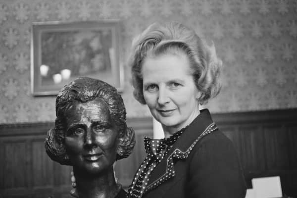 Margaret Thatcher, pictured with her bronze bust by artist Beatrice Murray, knew how to get the economy going (Picture: Hilaria McCarthy/Daily Express/Hulton Archive)