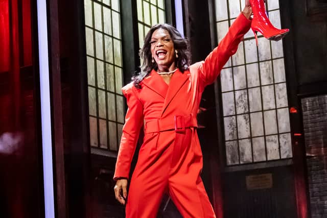 Johannes Radebe as Lola in Kinky Boots