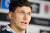 Scotland co-captain Rory Darge speaks to the media during the pre-match press conference at Allianz Stadium.
