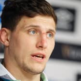 Scotland co-captain Rory Darge speaks to the media during the pre-match press conference at Allianz Stadium.