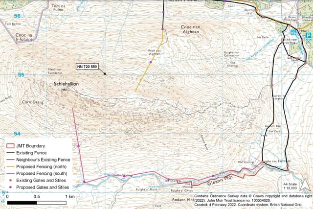 Map showing where the proposed additional 6.5km fence will go on Schiehallion