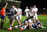 England's Tye Raymont scores their side's fourth try of the game against Scotland during the U20 Six Nations match at Kingston Park, Newcastle upon Tyne. Picture date: Friday February 21, 2025.