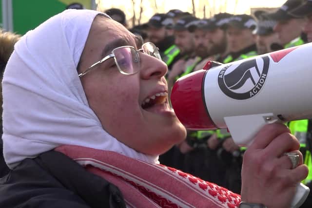 One of the pro-Palestinian protestors.