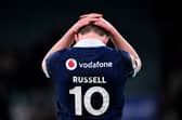 Finn Russell looks dejected after his missed conversion condemned Scotland to defeat against England in the Calcutta Cup at Allianz Stadium. (Photo by Laurence Griffiths/Getty Images)