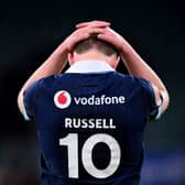 Finn Russell looks dejected after his missed conversion condemned Scotland to defeat against England in the Calcutta Cup at Allianz Stadium. (Photo by Laurence Griffiths/Getty Images)
