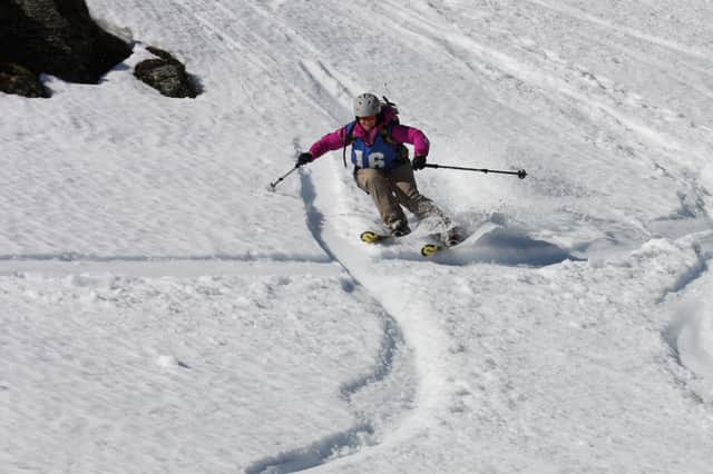 Katie Small competing in the Lawers of Gravity event in the Ben Lawers Range - part of the Scottish Freedom Series in 2016
