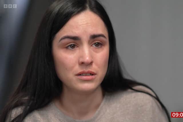 Dance teacher Leanne Lucas, who was repeatedly stabbed in the Southport attacks, being interviewed for BBC's Panorama.