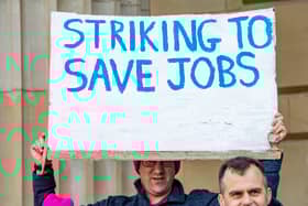 Rally outise Caird Hall in Dundee's city centre