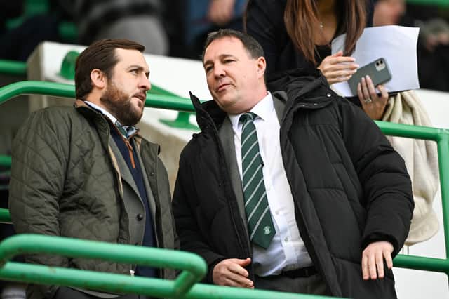 Hibs CEO Ian Gordon with sporting director Malky Mackay.