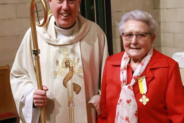Mrs O'Neil was presented with the medal by Bishop Brian McGee, the Bishop of the Diocese of Argyll, and the Isles.