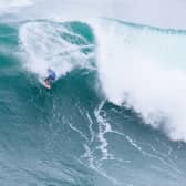 Scottish surfer Ben Larg, throwing himself into a characteristically high-risk manoeuvre at the Nazaré Big Wave Challenge on 18 February