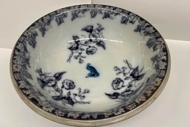 A piece of Bell's Pottery retrieved from the hold of the SS Eagle. Some stacks of pottery found in the wreck measured around a metre high. PIC: Naomi Watson.
