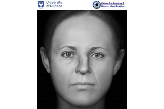 A facial reconstruction graphic of the skull found in the North Sea 150 miles from the coast of Peterhead
