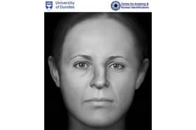 A facial reconstruction graphic of the skull found in the North Sea 150 miles from the coast of Peterhead