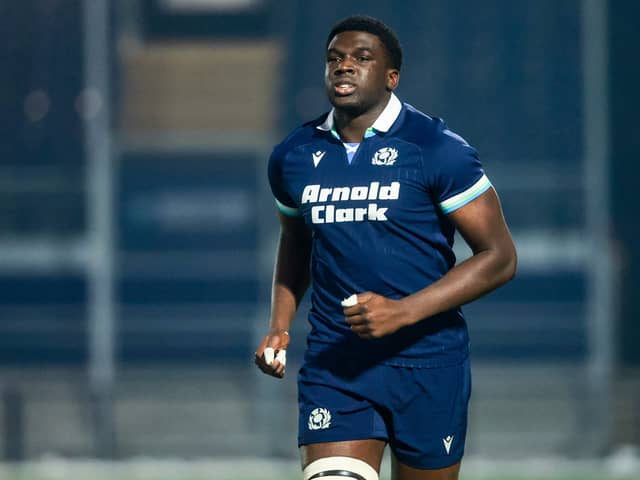 Jare Oguntibeju in action for Scotland A against Chile at Hive Stadium in Edinburgh in November last year.