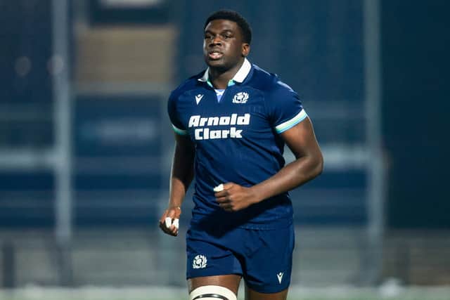Jare Oguntibeju in action for Scotland A against Chile at Hive Stadium in Edinburgh in November last year.