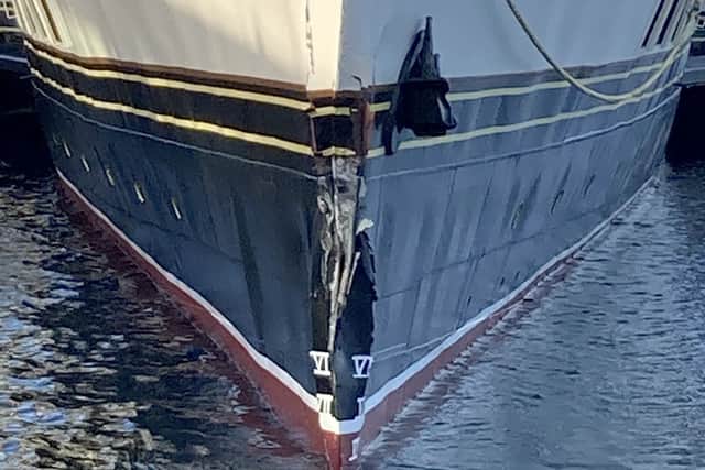 Damage to Waverley's bow