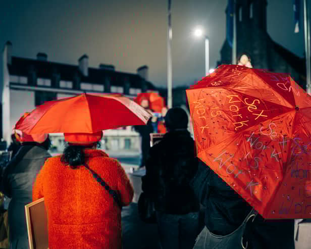 Campaigners outside the Scottish Parliament.