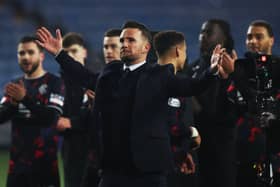Rangers' interim head coach Barry Ferguson celebrates at full time after the 4-2 win over Kilmarnock. (Photo by Craig Williamson / SNS Group)