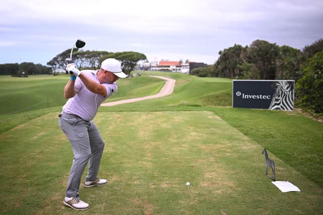 Richie Ramsay tees off on the 18th hole on day one of the Investec South African Open Championship at Durban Country Club