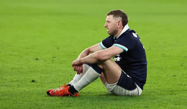 Scotland's Finn Russell at full time after the 16-15 defeat to England. (Photo by Ross MacDonald / SNS Group)