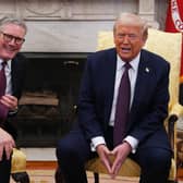 US President Donald Trump meeting Prime Minister Sir Keir Starmer in the Oval Office at the White House in Washington DC. 