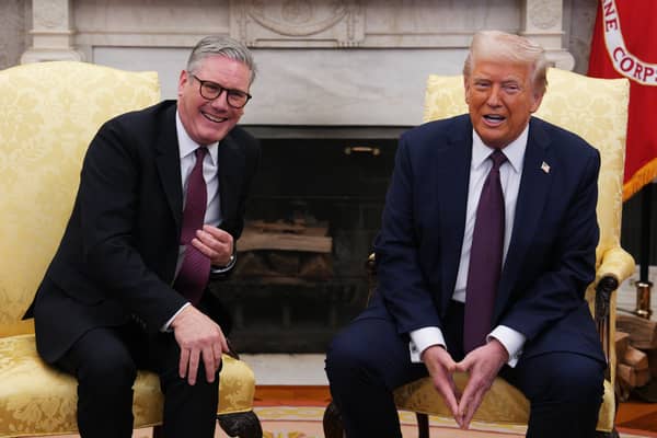 US President Donald Trump meeting Prime Minister Sir Keir Starmer in the Oval Office at the White House in Washington DC. 