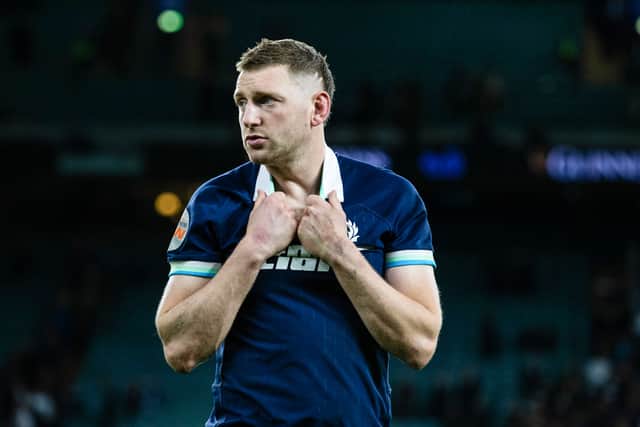 Scotland's Finn Russell at full time after the Calcutta Cup defeat to England. (Photo by Craig Williamson / SNS Group)