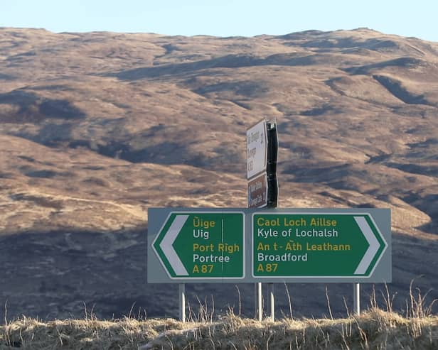 A bilingual roadsign in Skye, where the festival takes place.