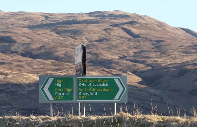 A bilingual road sign in Skye, where the festival takes place.