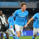 Scott McTominay celebrates scoring for Napoli in the 1-1 draw with Udinese on February 9. (Photo by CARLO HERMANN/AFP via Getty Images)          